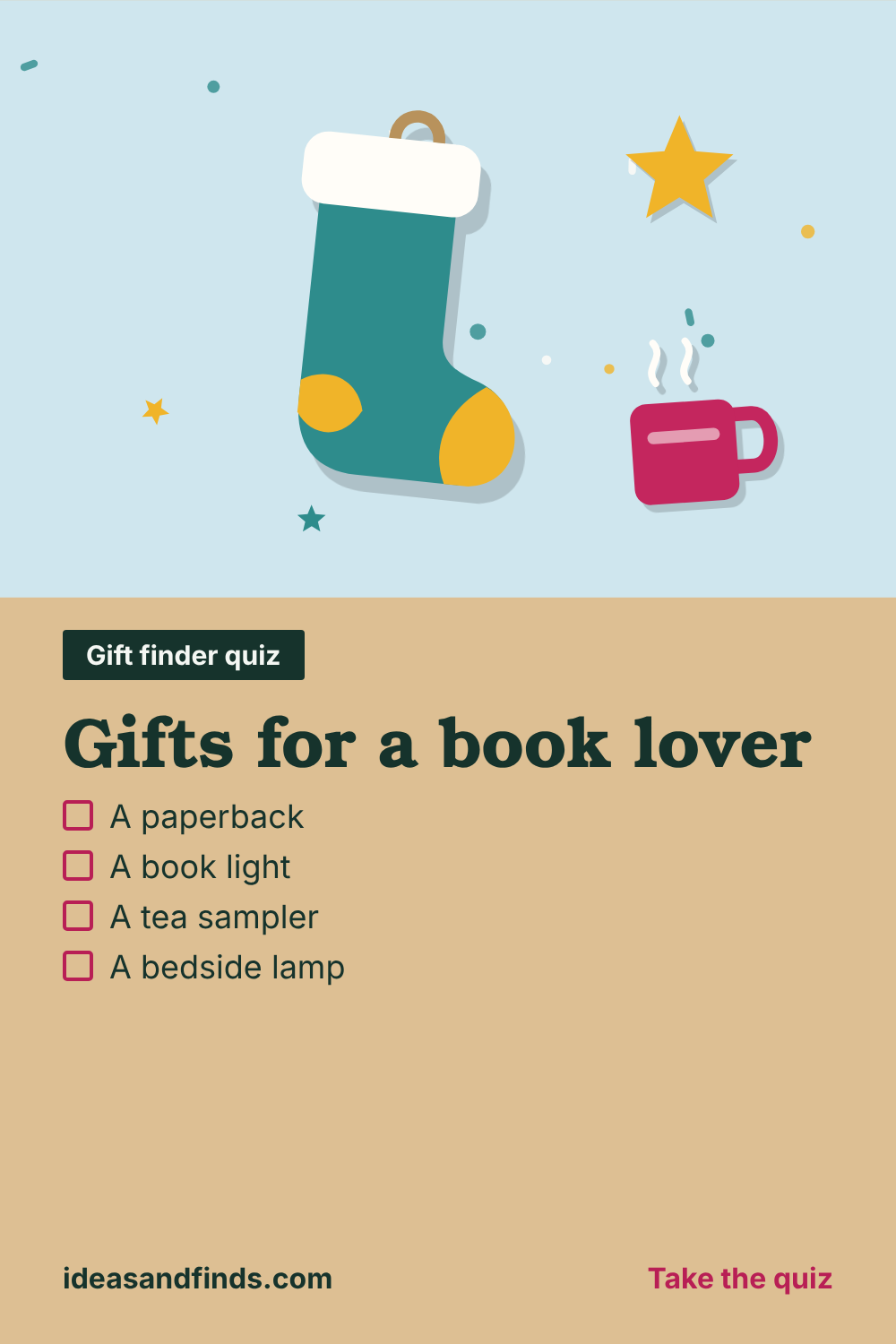 Gifts for a book lover: image to save on Pinterest