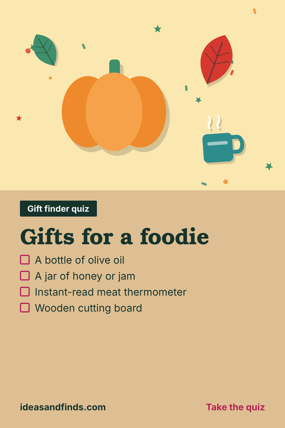 Gifts for a foodie: image to save on Pinterest
