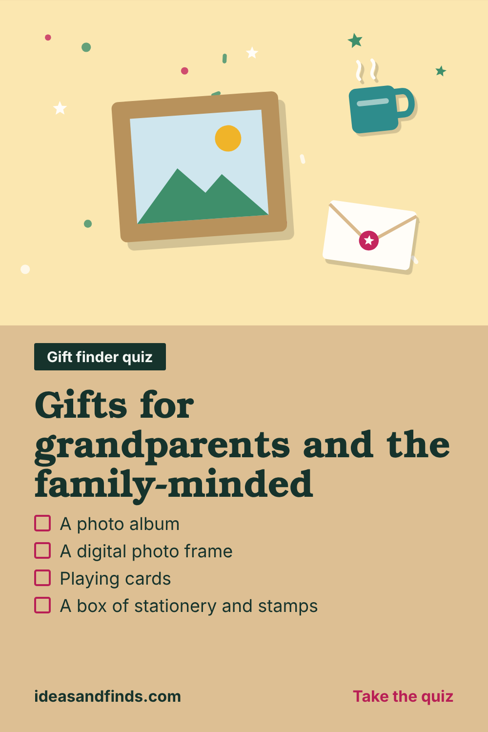 Gifts for grandparents and the family-minded: image to save on Pinterest