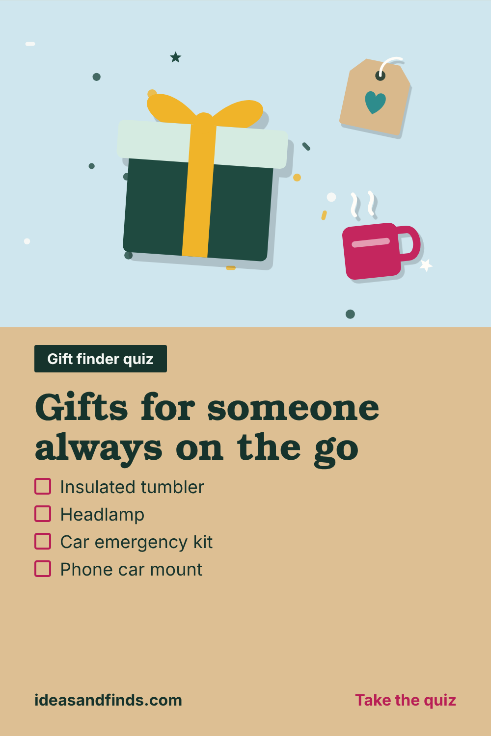 Gifts for someone always on the go: image to save on Pinterest