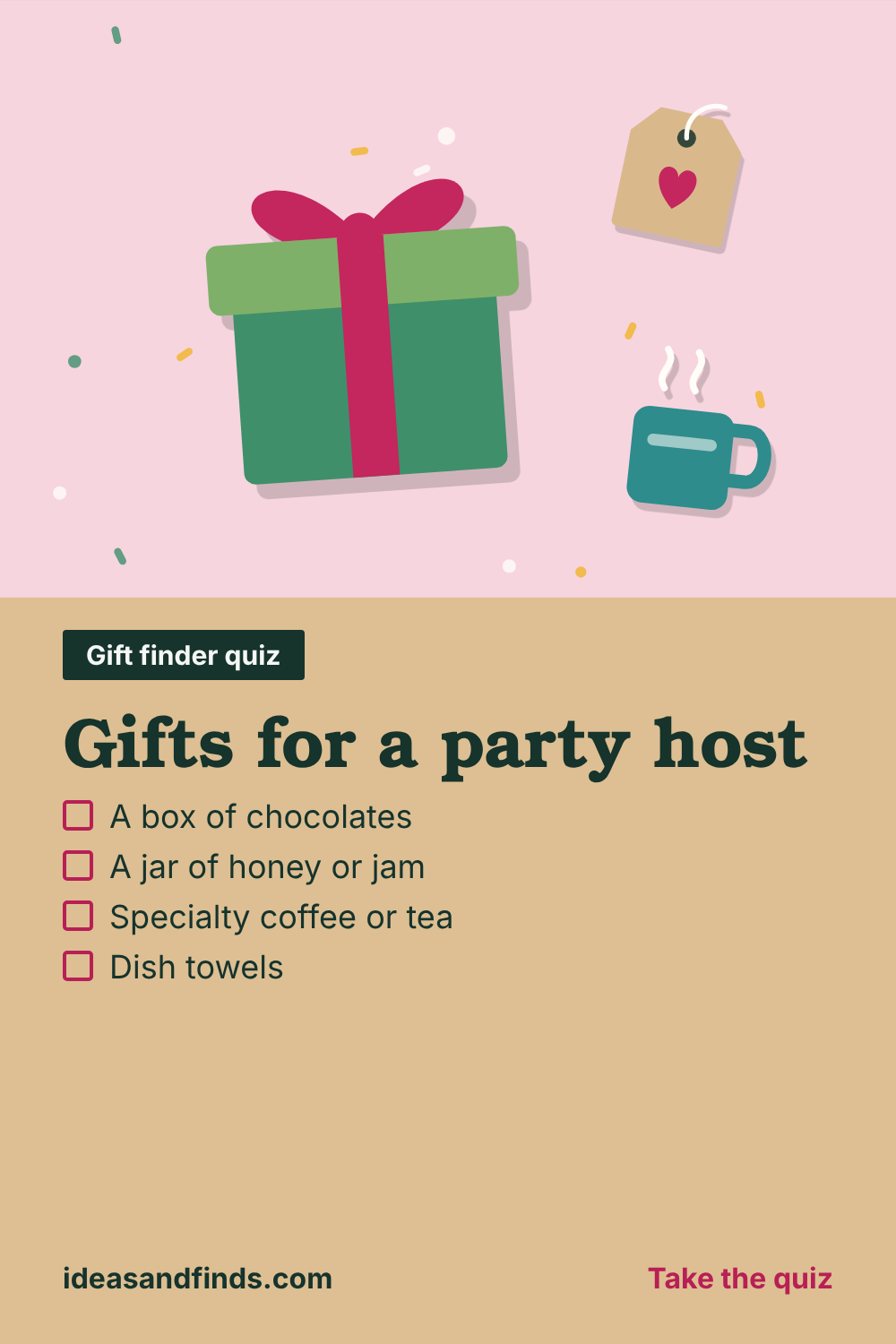Gifts for a party host: image to save on Pinterest