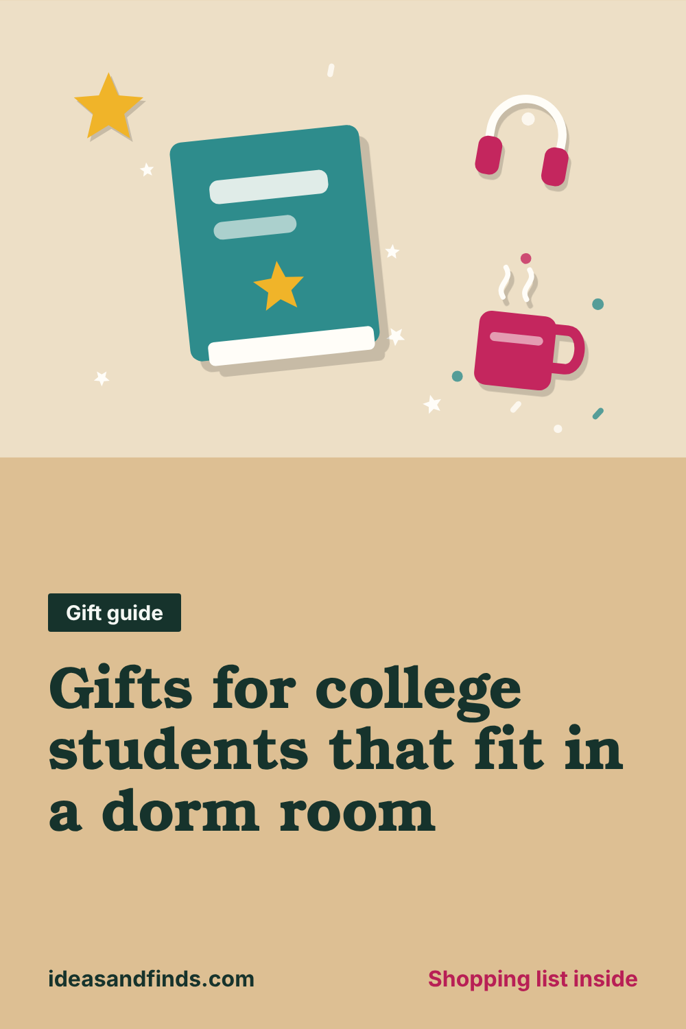 Gifts for college students that fit in a dorm room: image to save on Pinterest