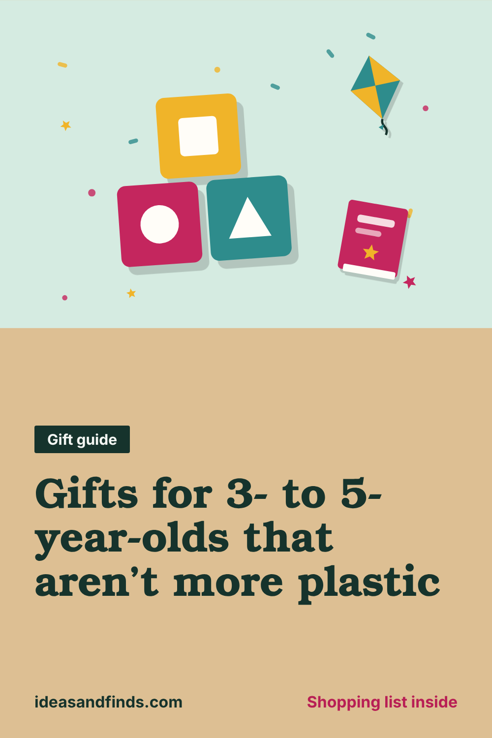 Gifts for 3- to 5-year-olds that aren’t more plastic: image to save on Pinterest